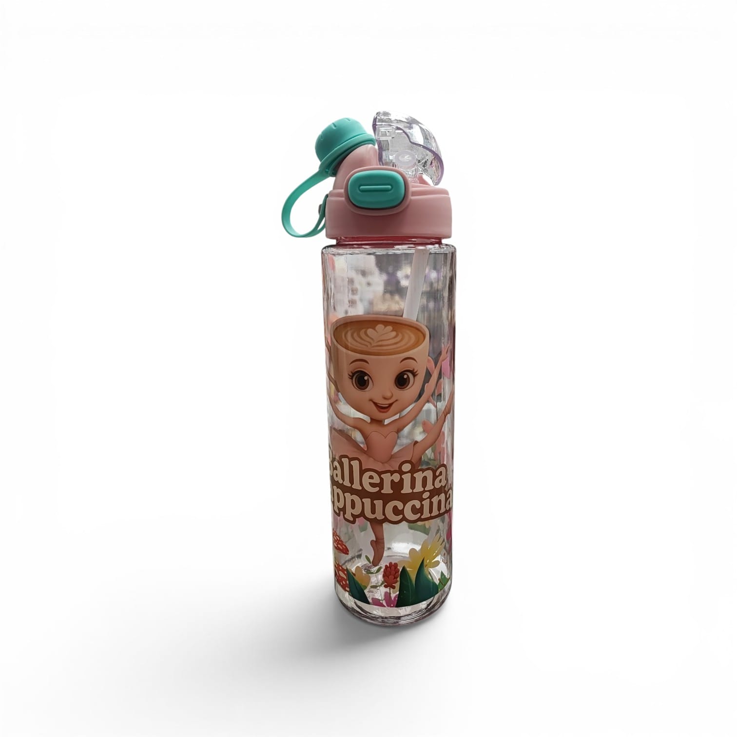 1049 betella de agua con dibujo de tralerotrela varios modelos traparente 1000ml